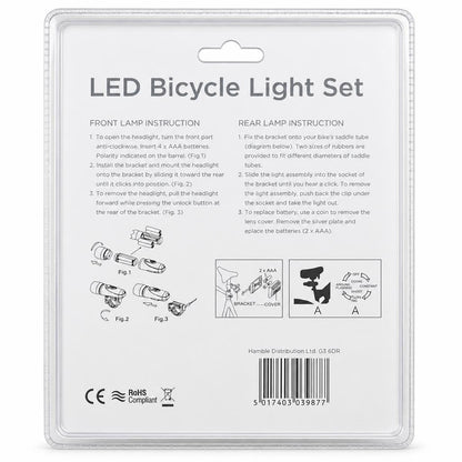Kingavon LED Bicycle Light Set packaging back view