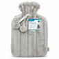 Front view of Ashley Luxury 2L Hot Water Bottle with plush grey cover