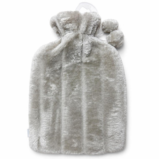 Back view of Ashley Luxury 2L Hot Water Bottle with plush grey cover