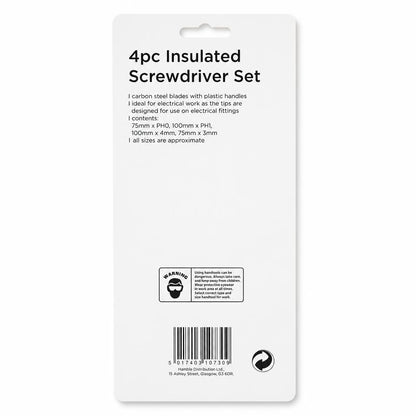 Blackspur 4pc Insulated Screwdriver Set packaging back