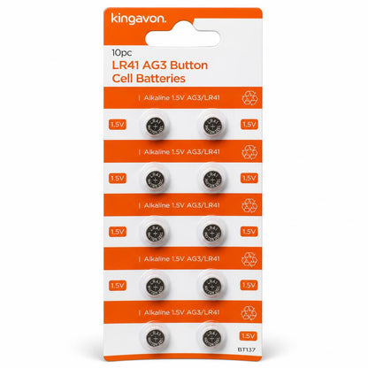 Kingavon LR41 AG3 Button Cell Batteries front packaging