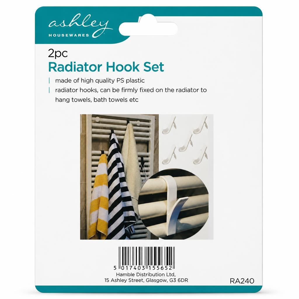 Ashley Housewares 2pc Radiator Hook Set packaging back