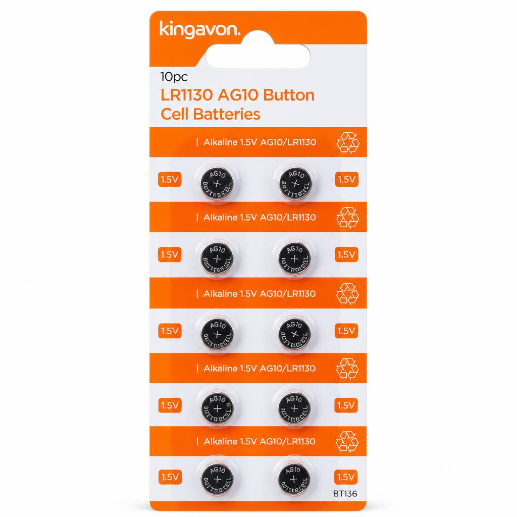 Kingavon LR1130 AG10 Button Cell Batteries 10 pack