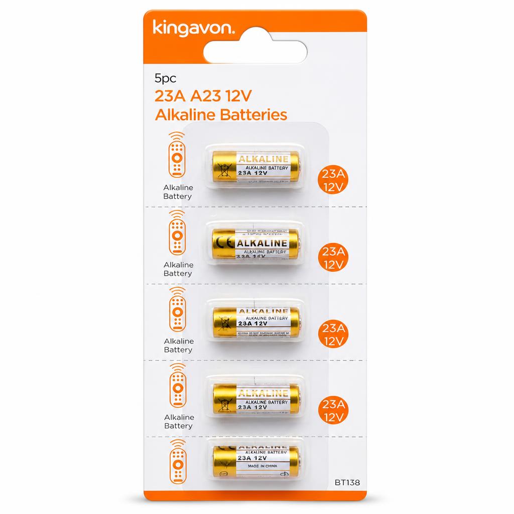 Kingavon 23A A23 12V Alkaline Batteries pack of 5