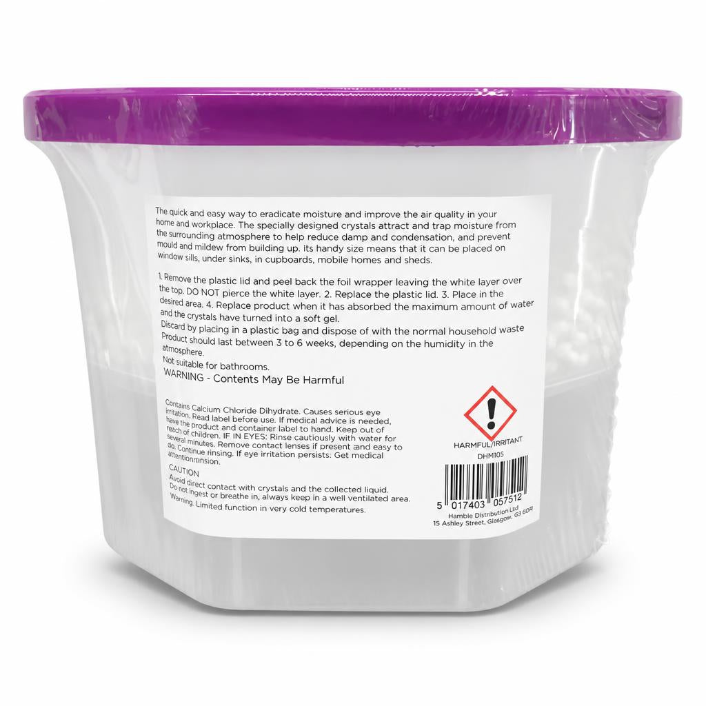 Back of Ashley Lavender Scented Dehumidifier packaging with instructions
