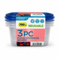 Front view of Ashley Housewares 3PC Reusable Food Storage Boxes 700ml