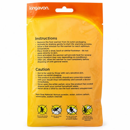 Kingavon Foot Warmers packaging back