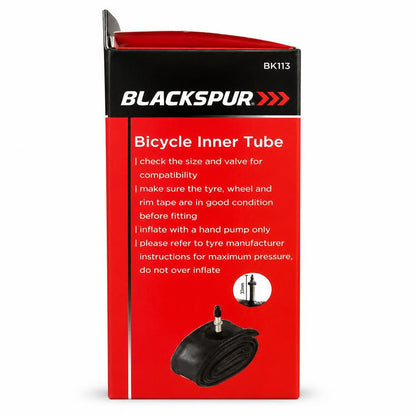 Side view of Blackspur Bicycle Inner Tube with instructions