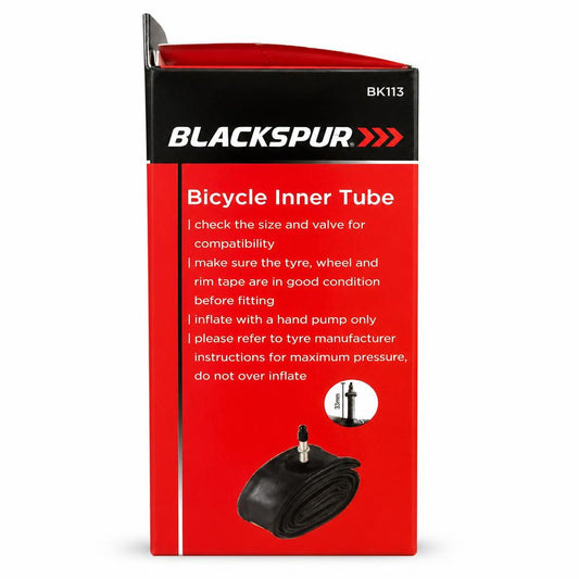 Side view of Blackspur Bicycle Inner Tube with instructions