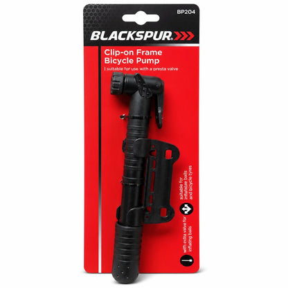 Blackspur Clip-on Frame Bicycle Pump packaging front