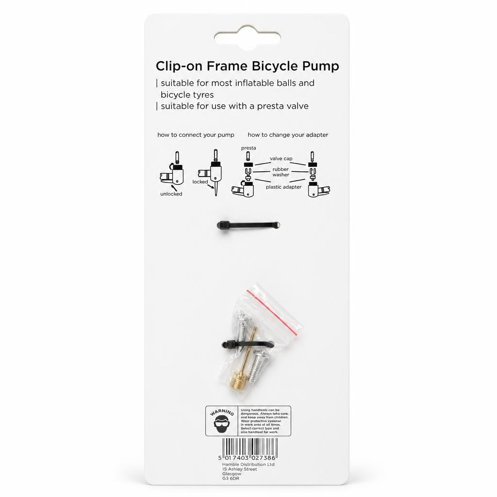Blackspur Clip-on Frame Bicycle Pump packaging back