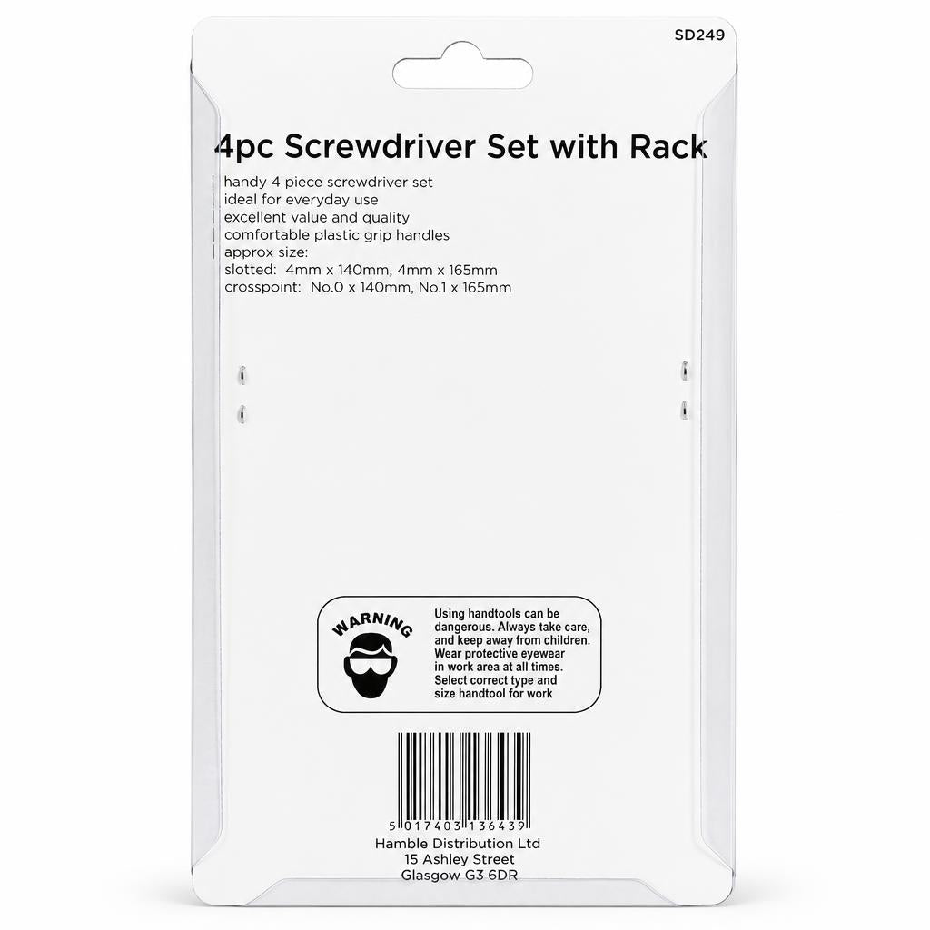 Blackspur 4pc Screwdriver Set with Rack - back view