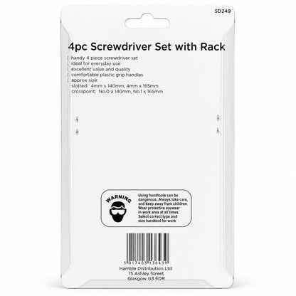 Blackspur 4pc Screwdriver Set with Rack - back view