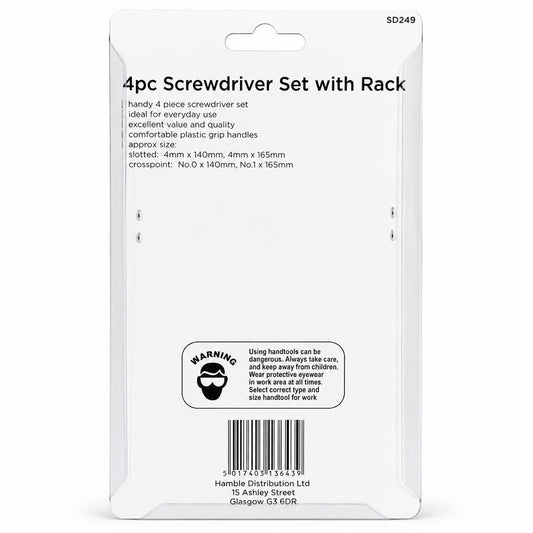 Blackspur 4pc Screwdriver Set with Rack - back view