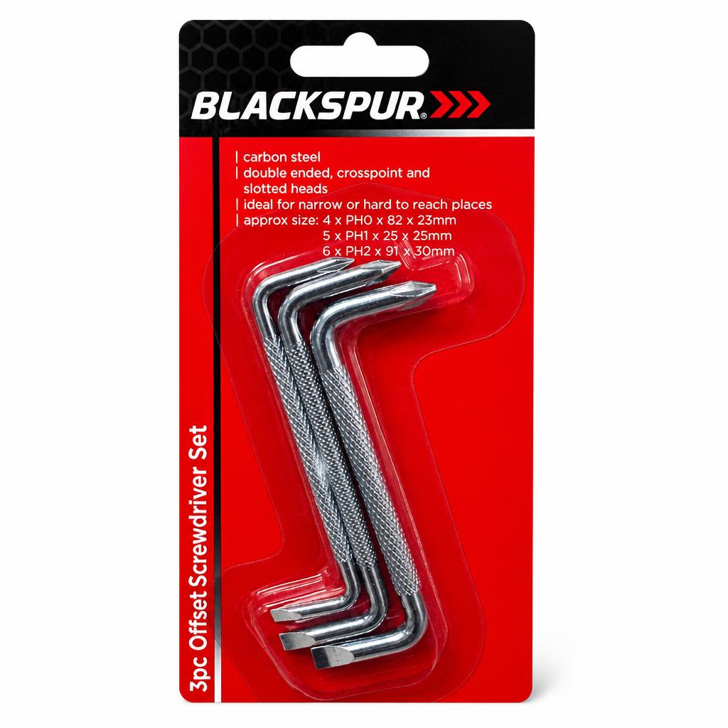 Blackspur 3pc Offset Screwdriver Set packaging front