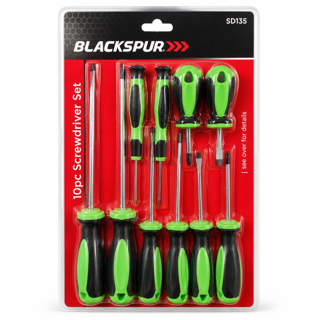 Blackspur 10pc Screwdriver Set packaging front view