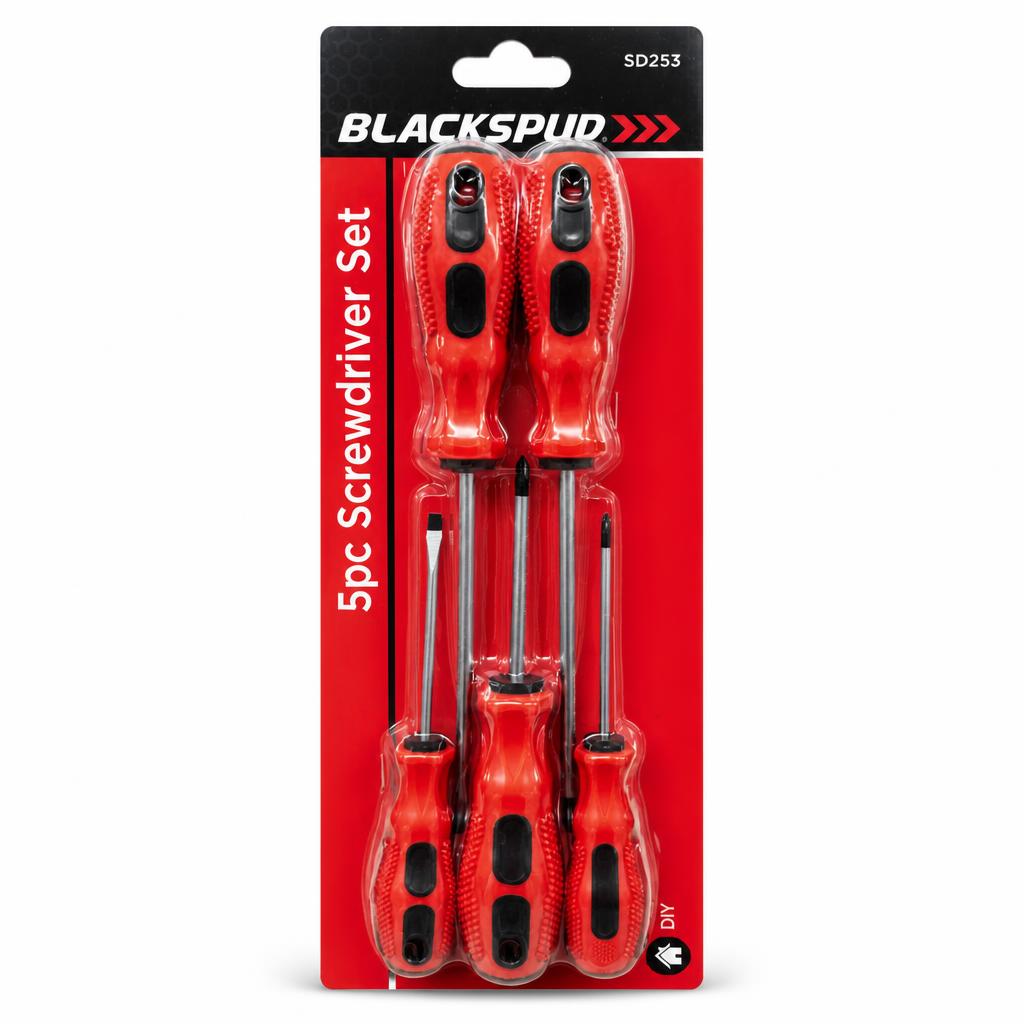 Blackspur 5pc Screwdriver Set packaging front view