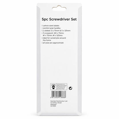 Back view of Blackspur 5pc Screwdriver Set packaging