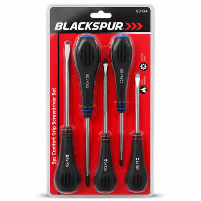 Front packaging of Blackspur 5pc Comfort Grip Screwdriver Set