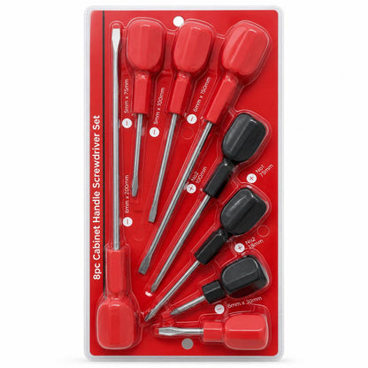 Back packaging of Blackspur 8pc Cabinet Handle Screwdriver Set