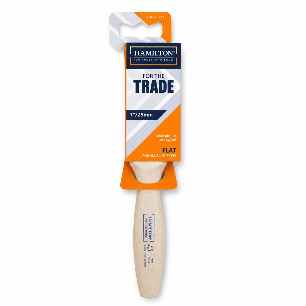 Front view of Hamilton 1"/25mm Flat Paint Brush packaging