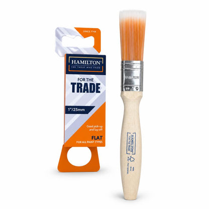 Back view of Hamilton 1"/25mm Flat Paint Brush with handle detail