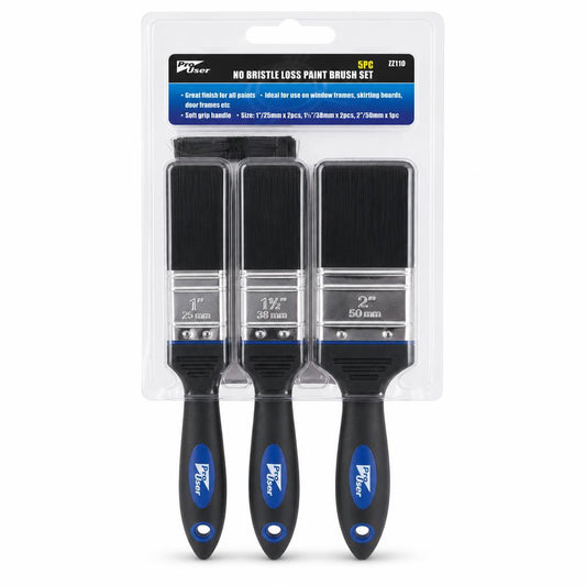 Front view of ProUser 5pc No Bristle Loss Paint Brush Set