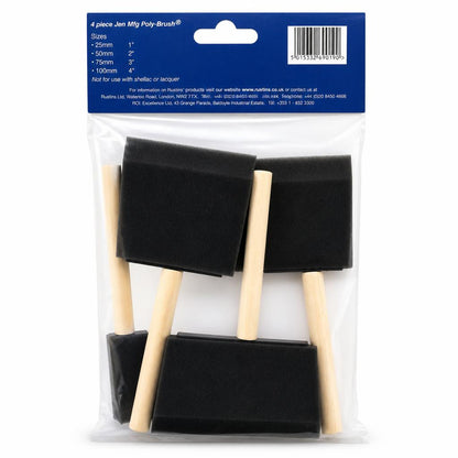 Rustins 4pc Foam Brush Set packaging back