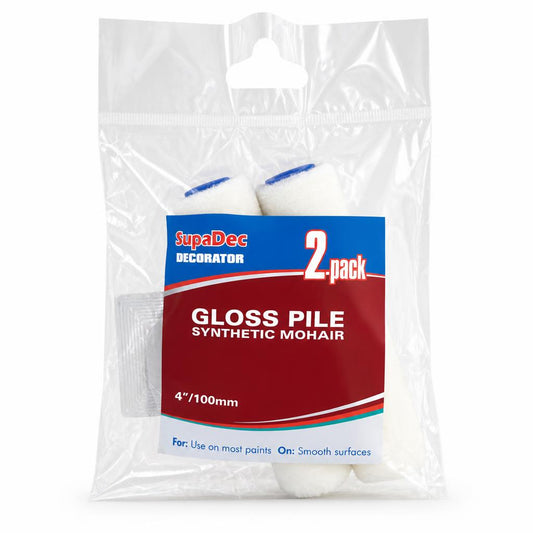 Front view of SupaDec Gloss Pile Synthetic Mohair Roller 2-Pack