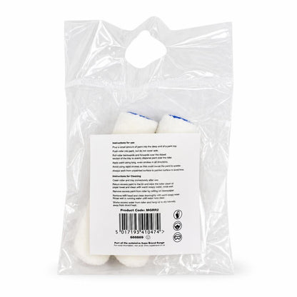 Back view of SupaDec Gloss Pile Synthetic Mohair Roller 2-Pack with instructions