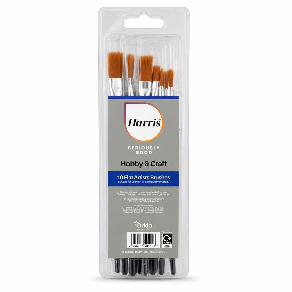 Harris Seriously Good Hobby & Craft Flat Artists Brushes packaging front view