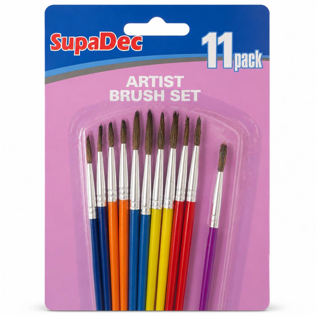 Close-up of SupaDec Artist Brush Set in packaging