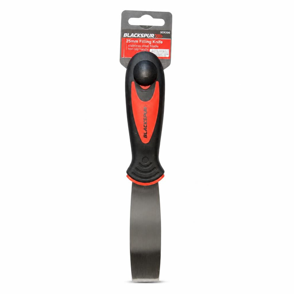 Blackspur 25mm Filling Knife packaging with red and black handle