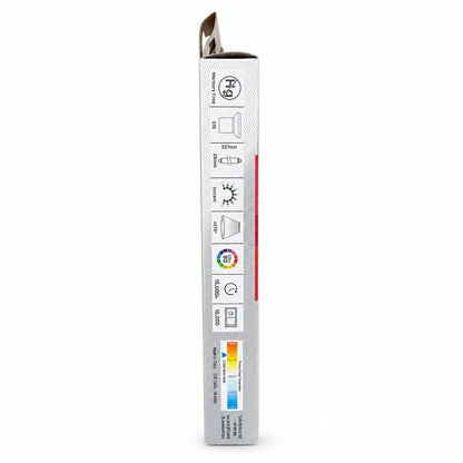 Side of Energizer LED S15 Strip Tube 221mm Frosted showing specifications
