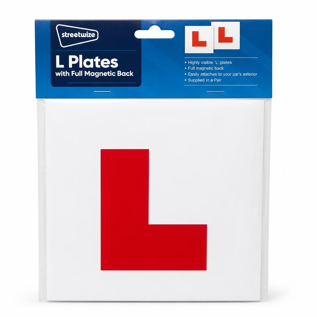 Front view of Streetwize L Plates package with magnetic back