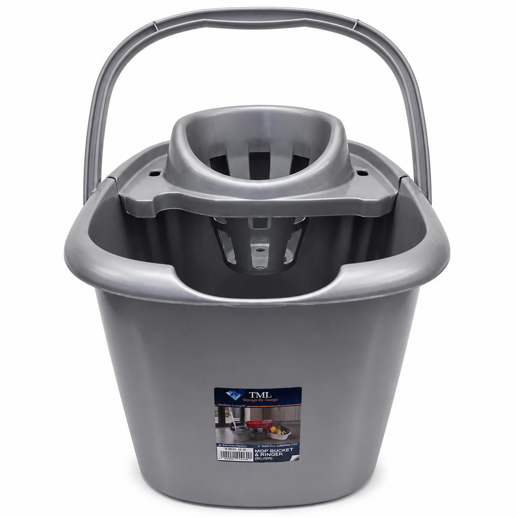TML Mop Bucket with Wringer in Silver front view