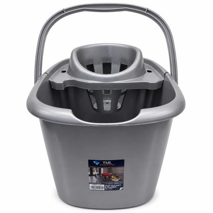 TML Mop Bucket with Wringer in Silver front view