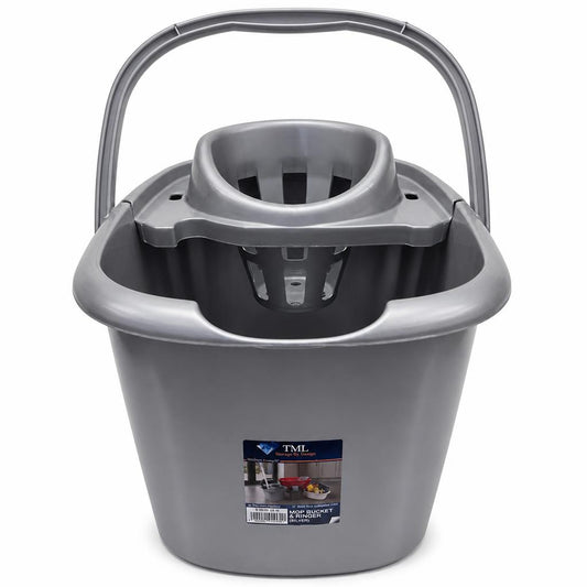TML Mop Bucket with Wringer in Silver front view