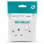 Front view of Securlec 1 Gang Switched Socket in packaging