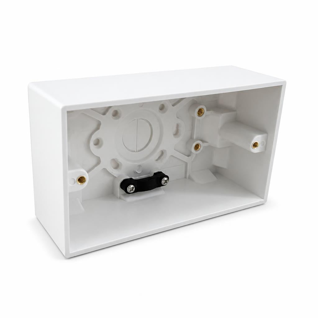 Front view of Manrose Double Gang Pattress Box