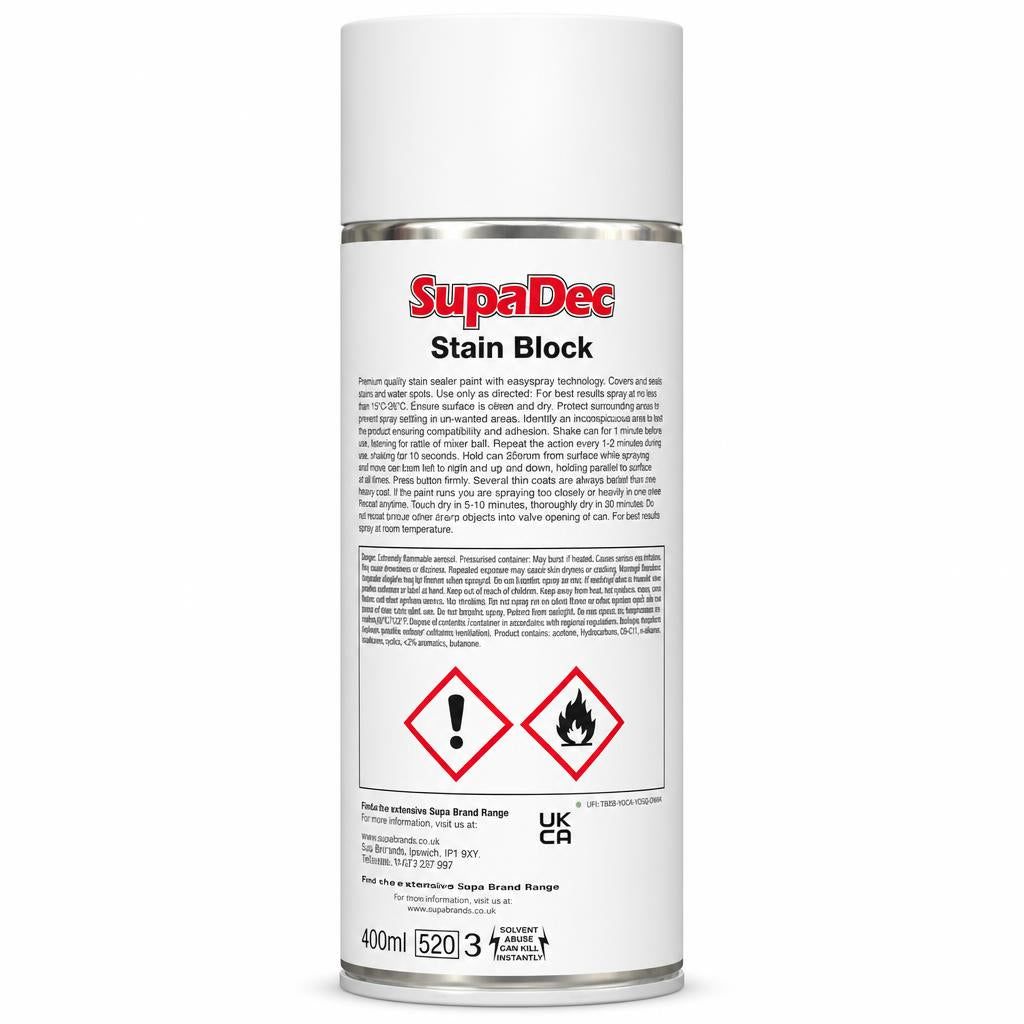 SupaDec Stain Block Spray back packaging