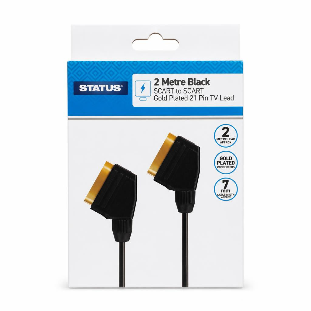 Status 2 Metre SCART to SCART Cable Back Packaging