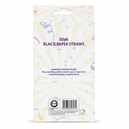 DID Black Paper Straws back packaging with safety instructions