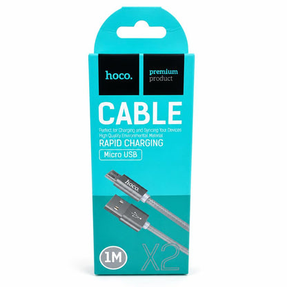 Front view of Hoco Rapid Charging Micro USB Cable packaging.