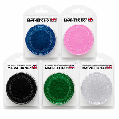 Colourful Magnetic No.1 Original Shark Teeth Grinders in packaging