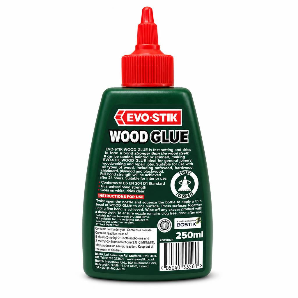 Evo-Stik Wood Glue back packaging