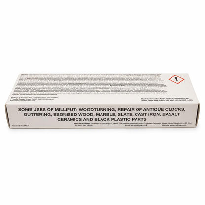 Milliput Black 2-Part Epoxy Putty packaging back view