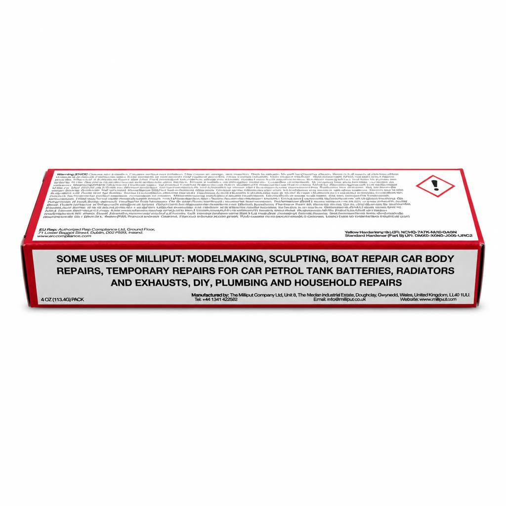 Milliput Standard Epoxy Putty Packaging Back