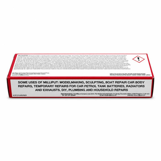 Milliput Standard Epoxy Putty Packaging Back