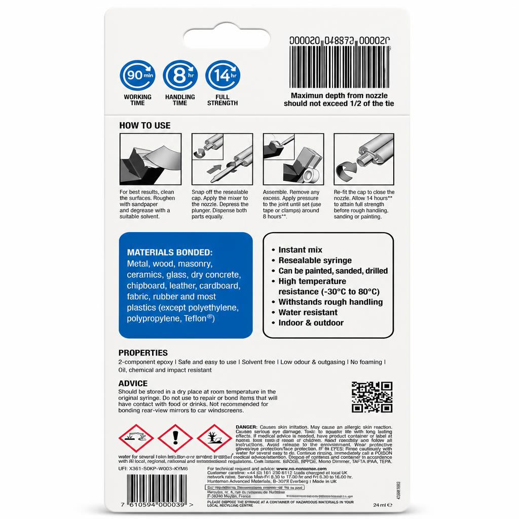 Araldite Ultra Strong epoxy adhesive packaging back view